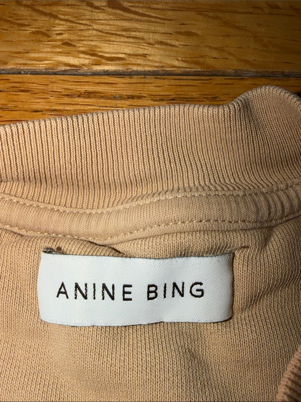 Anine Bing Tan Crewneck Sweatshirt with Black Logo - Picture 4 of 6